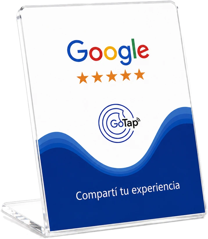 Tarjeta GoTap de reseñas de Google con apoyo